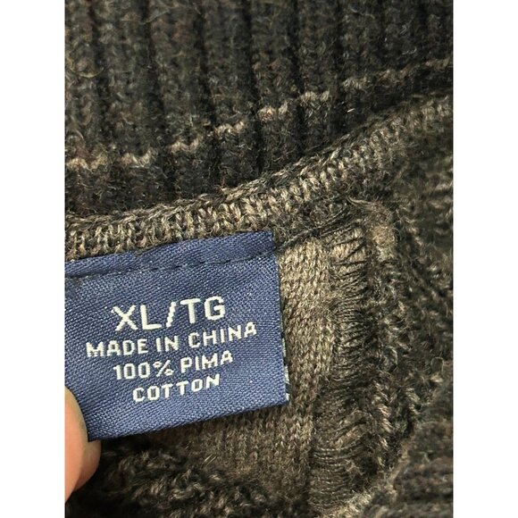 Tommy Bahama Men's XL Sweater Brown 1/4 Zip Mock Neck Pullover - Picture 3 of 16